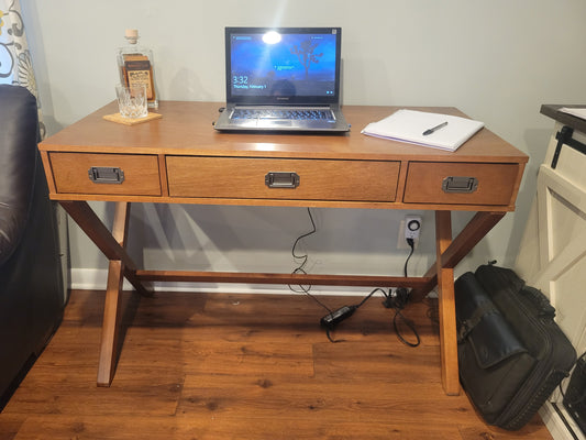 New Brown Wood Writing Desk with Drawers