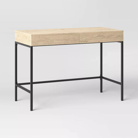 New Loring Wood Writing Desk with Drawers and Charging Station - Threshold™