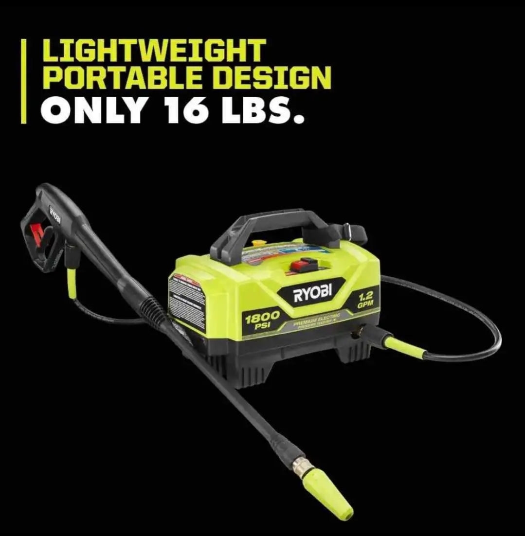 RYOBI
1800 PSI 1.2 GPM Cold Water Corded Electric Pressure Washer